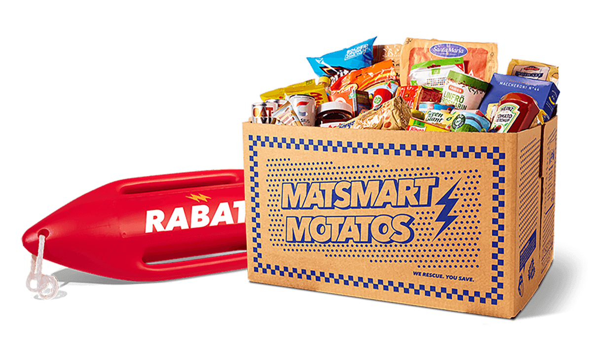 En kasse med vores produkter